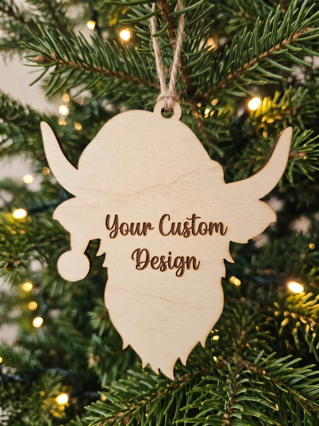 3D Layered Highland Cow Christmas Ornament with Santa Hat – Dz Designs